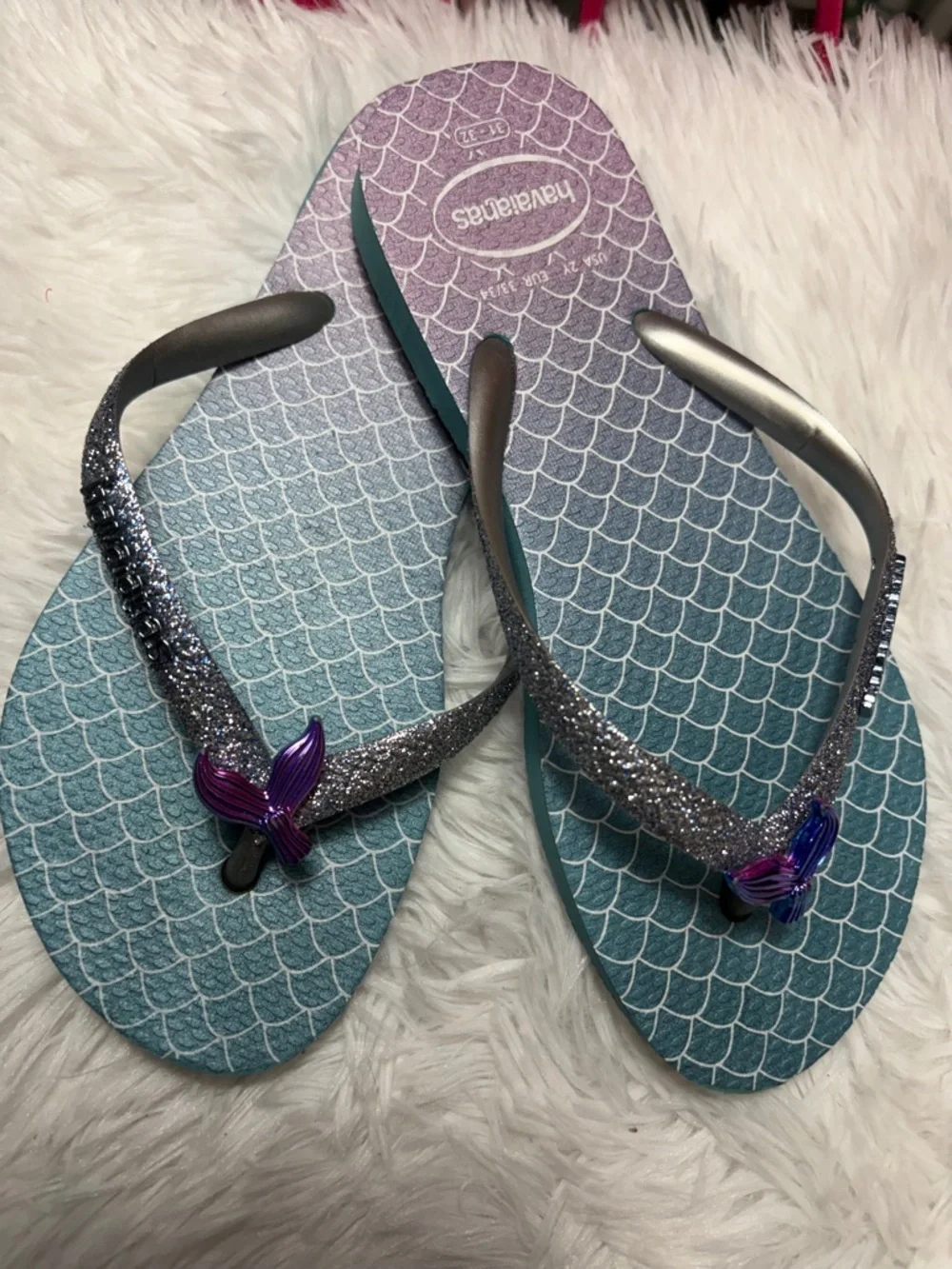 Havaianas Mermaid Flip Flops - Teal, Purple & Silver